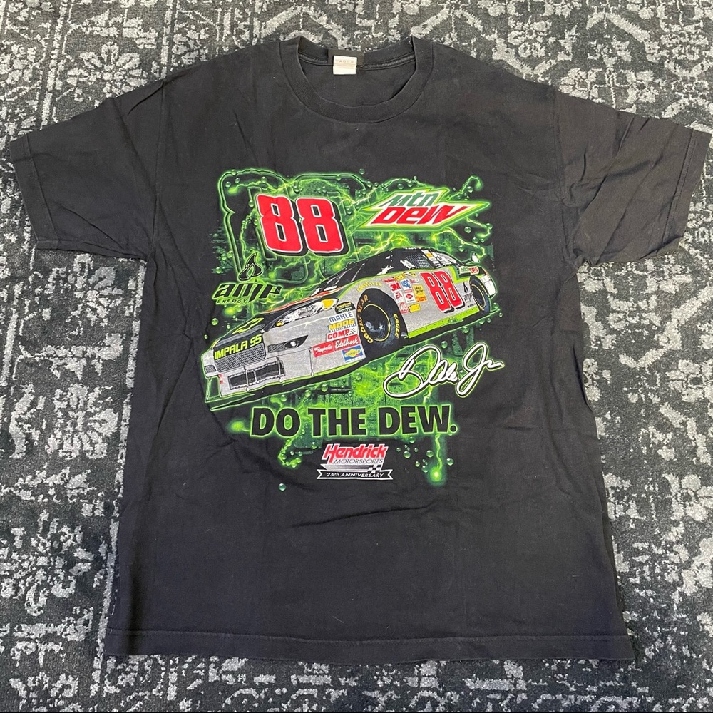 Nascar Do The Dew Black Short Sleeve Tee with Neon Green & Red Graphics
